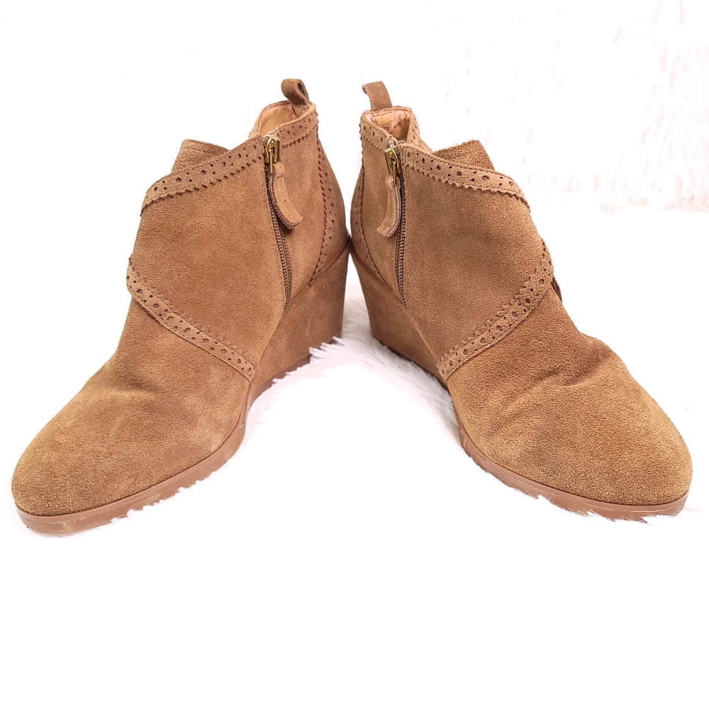 Franco Sarto Arielle Wedge Booties Suede Leather 9.5 - Picture 3 of 10